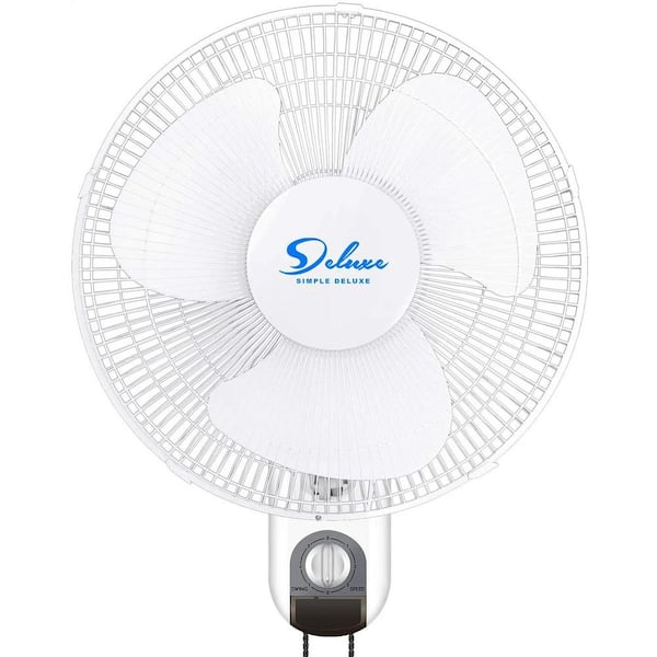 Adrinfly Quality 16 in. 3 Fan Speeds Wall Fan in White with 60 Degrees Tilt, Oscillates 90 Degrees and Durable Steel Neck Support