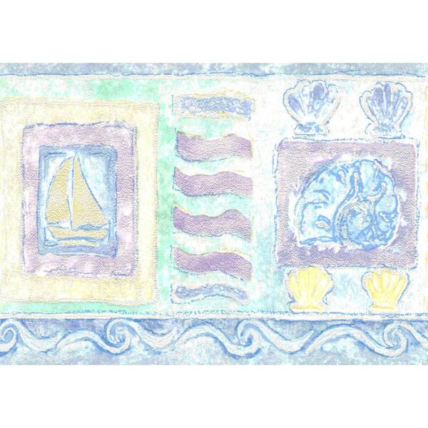Dundee Deco Falkirk Brin II Blue, Beige, Yellow, Green Fish, Shell, Sailboat Kids Pre-Pasted Wallpaper Border BRHDBD6330 - The Home Depot Dundee Deco Falkirk Brin II Blue, Beige, Yellow, Green Fish, Shell, Sailboat Kids Pre-Pasted Wallpaper Border BRHDBD6330 - The Home Depot
