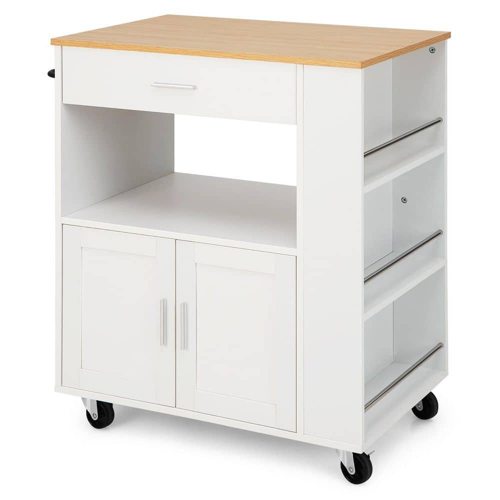 Costway Kitchen Island Cart Rolling Storage Cabinet w/Drawer & Spice ...