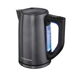 7-Cup Black Stainless Steel Cordless Electric Kettle with Variable Temperature