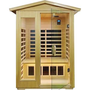 Moray 1-2 Person Outdoor Basswood Infrared Sauna with 8 Far-infrared Carbon Crystal Heaters and Chromotherapy