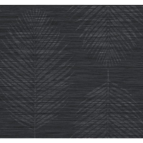 Seabrook Designs 60.75 sq. ft. Onyx and Metallic Silver Kotka Embossed Vinyl Unpasted Wallpaper Roll