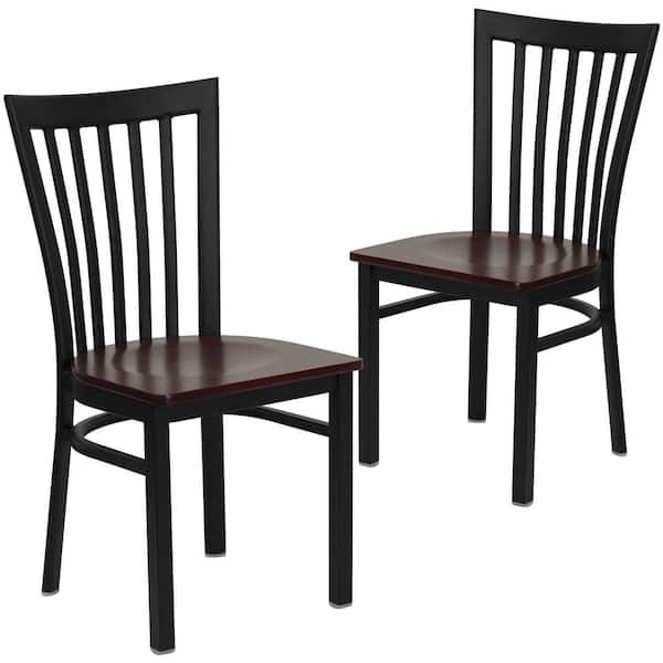 Carnegy Avenue Mahogany Wood Seat/Black Metal Frame Restaurant Chairs (Set of 2)