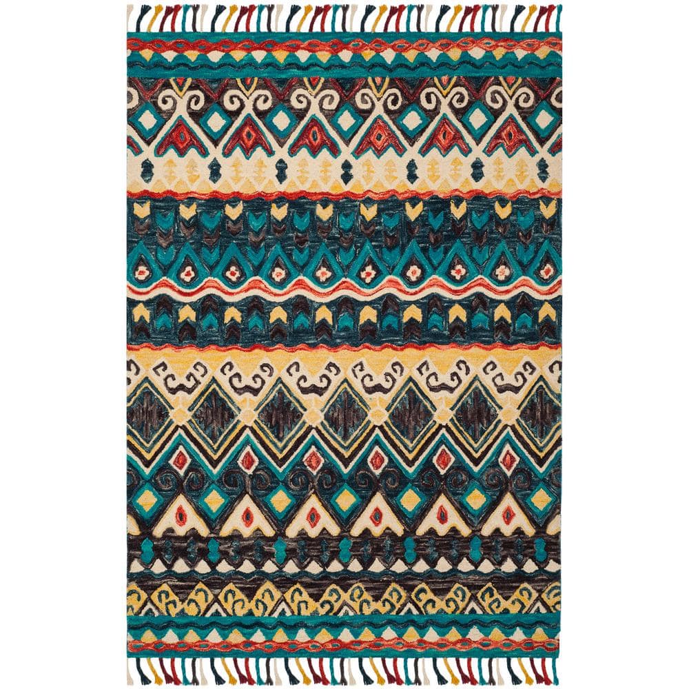Aspen 6' x 9' Blue Wool Tufted Reversible Area Rug