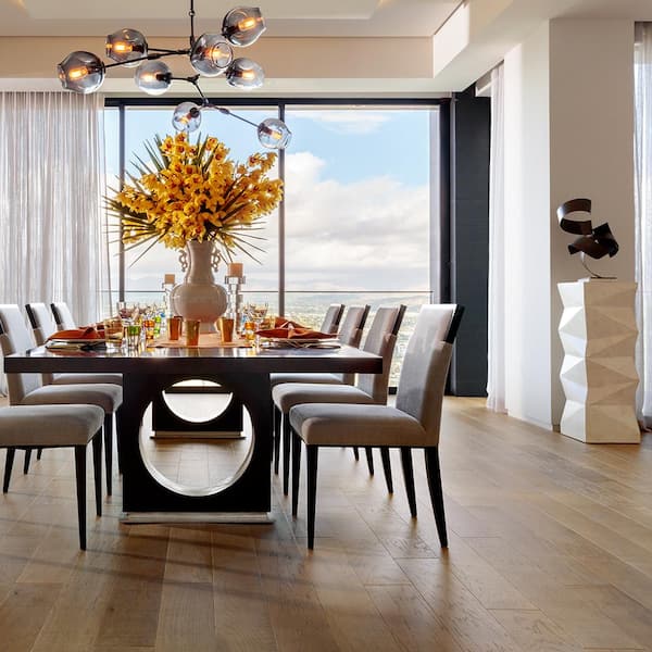 Bayside Hickory 3/8 in. T x 6.5 in. W Click Lock Wire Brushed Engineered Hardwood Flooring (23.6 sq. ft./case)