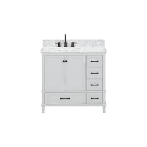 Merryfield 37 in W x 22 in D x 35 in H Single Sink Freestanding Bath Vanity in Dove Grey With White Carrara Marble Top