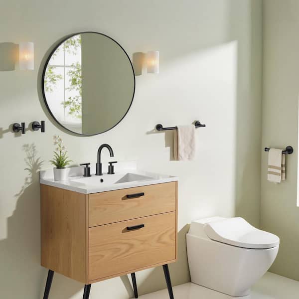Bathroom Accessories Set Wall Mounted 4Piece Towel Bar, Toilet Paper Holders and 2 Robe Hooks Matte Black