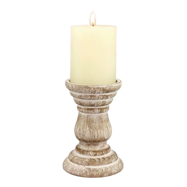 Set of 2-12" High White with Gold Accents Elements  Candle Holders 