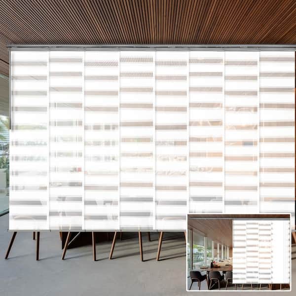 EMOH Spotlight 130 in. to 175 in. W x 94 in. L Adjustable 8-Panel Double Rail Panel Track with 23.5 in. Slates, Satin Nickel