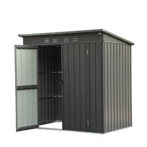 6 ft. x 4 ft. Metal Outdoor Shed Utility Storage Room Sloping Roofwith Latches for Backyard, Garden, Black (24 sq.ft.)