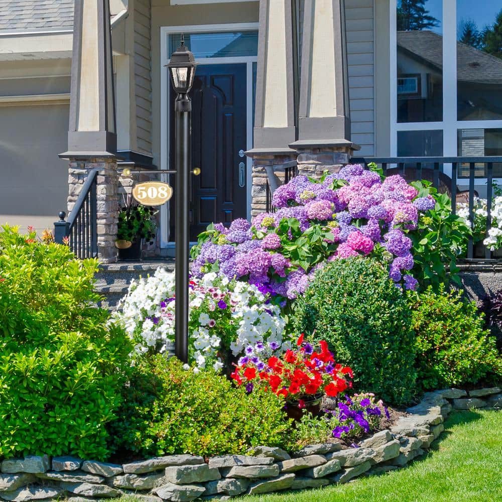 80-Inch Bronze Powder Coated Outdoor Lamp Post with Cross Arm