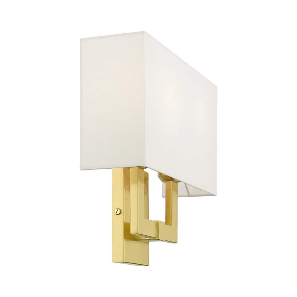 Hollborn Satin Brass 2-Light ADA Compliant Wall Sconce with Off-White Shade