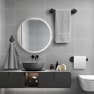 3-Piece Bath Hardware Set with Towel Hook and Toilet Paper Holder and Towel Bar Wall Mount Accessory Set in Matte Black