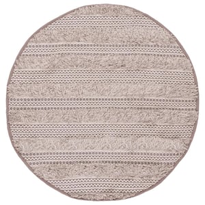 Natura Gray/Ivory 6 ft. x 6 ft. Abstract Native American Round Area Rug