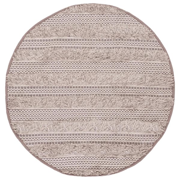 SAFAVIEH Natura Gray/Ivory 6 ft. x 6 ft. Abstract Native American Round Area Rug