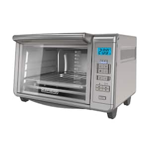 1500 W 6-Slice Stainless Steel Countertop Toaster Oven with Built-in Timer
