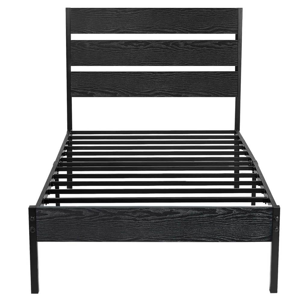 VECELO Twin Bed Frame ，Black Metal Frame Twin Platform Bed With Modern ...