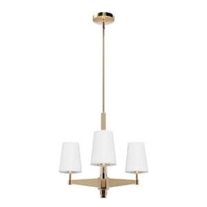 Nolita 4-Light Alturas Gold Branch Chandelier with Cased White Glass Shades