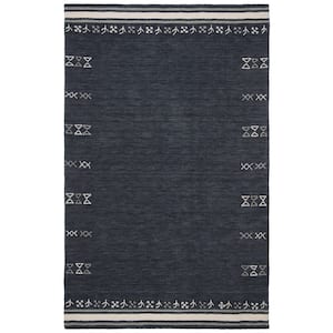 Himalaya Charcoal 5 ft. x 8 ft. Solid Color Striped Area Rug