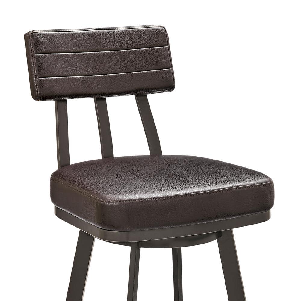 Brown Metal Swivel Adjustable Faux Leather Counter Stool