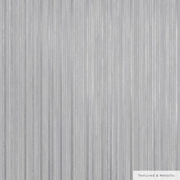 Metallic Sterling Silver Faux Grasscloth Vinyl Peel and Stick Textured Wallpaper Roll (Covers 28 sq. ft.)