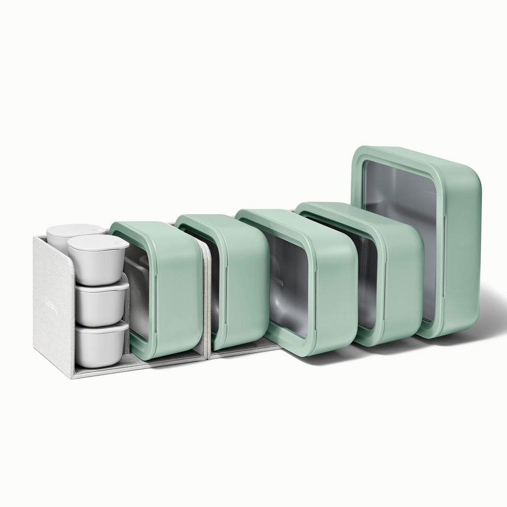 Mist Green 14-Piece Glass Food Storage Set with Lids