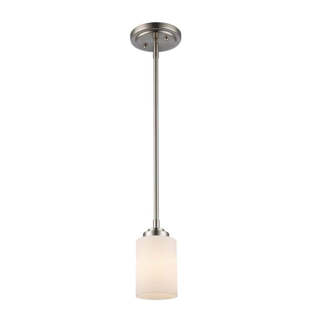 Brushed Nickel Mini Pendant with Frosted Glass Shade