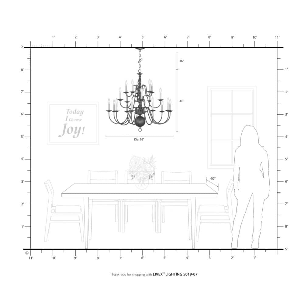 Bronze 36-Inch 20-Light Candelabra Chandelier