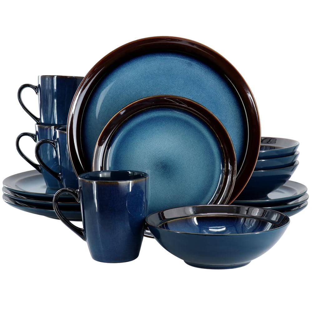 GIBSON elite 16-Piece Priya Reactive Glaze Stoneware Dinnerware 