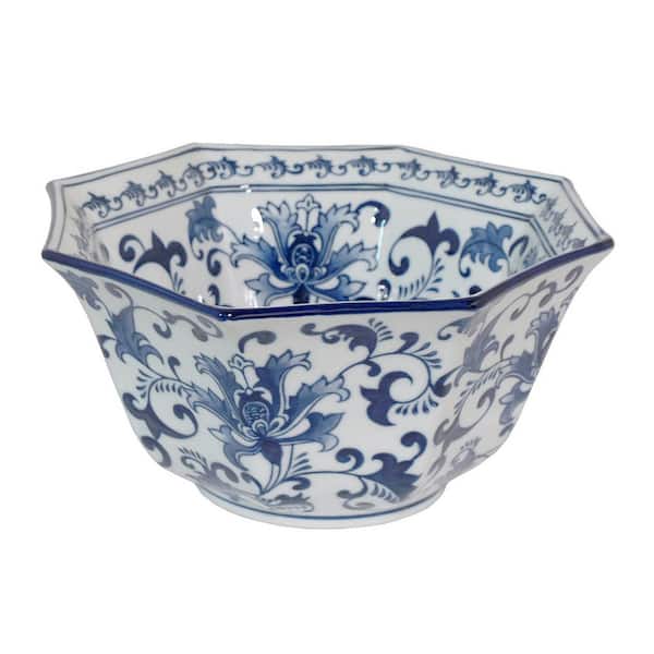 THREE HANDS Blue and White Porcelain Bowl - 5.75" H