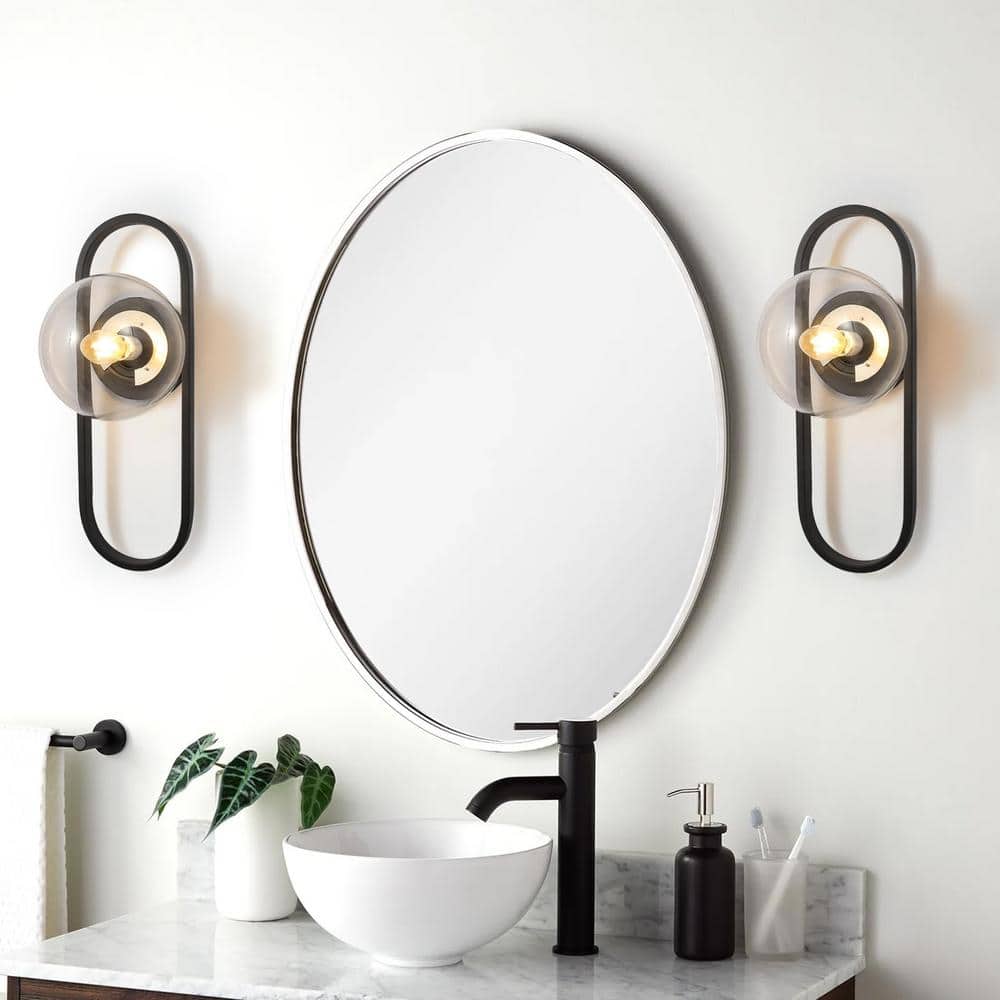 Matte Black Globe Glass Shade Wall Sconce Set