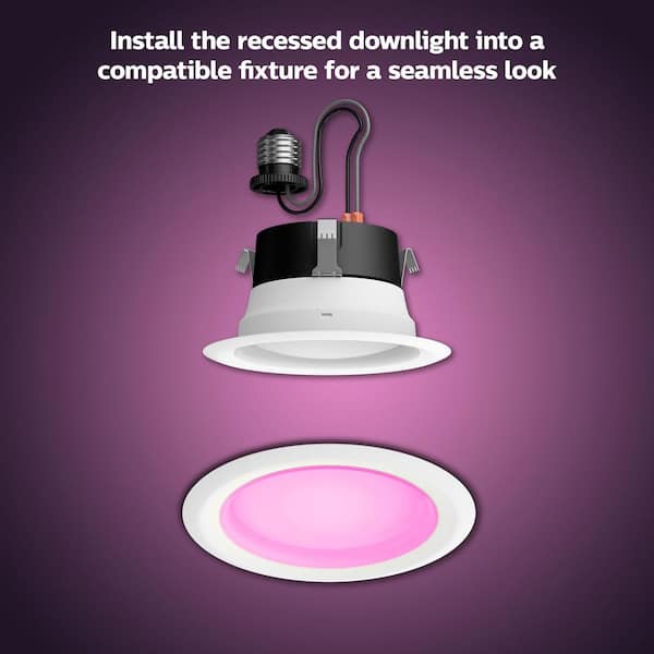 Philips Hue 4 in. LED Color Changing Smart Recessed High Lumen