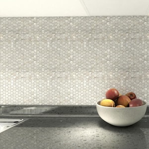 Hexagon White 11.8 in. x 11.8 in. Water Cube Textured Natural Mother of Peal Seashell Mosaic Tile (9.4 sq. ft./Case)