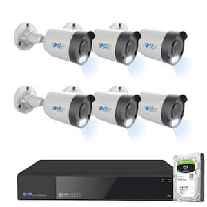 8-Channel 8MP 2TB NVR Smart Security Camera System with 6 Wired Bullet POE Cameras, Spotlight, Fixed Lens, Microphone