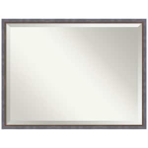 Two Tone Blue Copper 42.25 in. x 32.25 in. Beveled Modern Rectangle Wood Framed Bathroom Wall Mirror in Blue