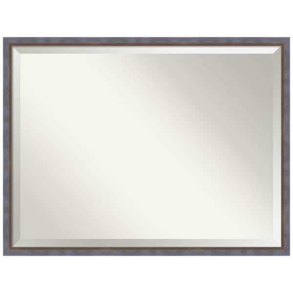 Amanti Art Two Tone Blue Copper 42.25 in. x 32.25 in. Beveled Modern Rectangle Wood Framed Bathroom Wall Mirror in Blue