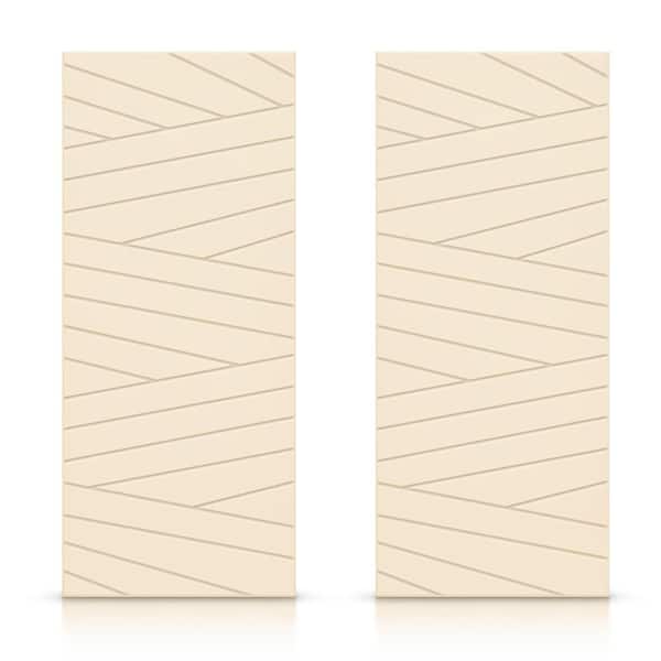 CALHOME 72 in. x 80 in. Hollow Core Beige Painted Composite MDF Interior Double Closet Sliding Doors