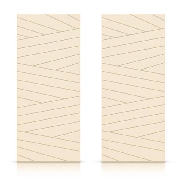 CALHOME 72 in. x 96 in. Hollow Core Beige Painted Composite MDF Interior Double Closet Sliding Doors
