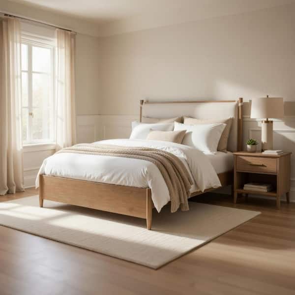 Benjara Seny Brown and Gray Wood Frame Queen Panel Bed with
