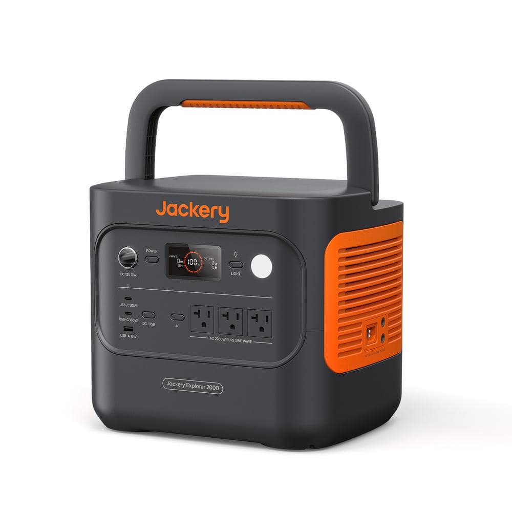 Jackery 2200W Rated/4400W Peak Portable Power Station Explorer 2000 v2 Push Button Start Battery Generator for Outdoors and Home