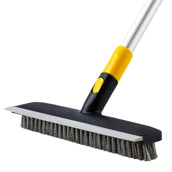NVNOO 12 in. x 56 in. 2 in 1 Scrape Brush Stiff Bristle Shower Scrubber for Cleaning Patio Concrete Bathroom Garage Deck, Gray