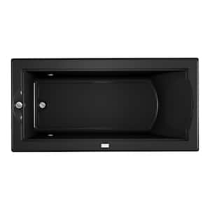 FUZION 70.7 in. x 35.4 in. Rectangular Soaking Bathtub with Reversible Drain in Black