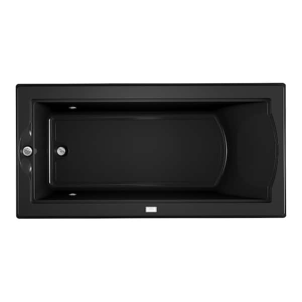 JACUZZI FUZION 70.7 in. x 35.4 in. Rectangular Soaking Bathtub with Reversible Drain in Black