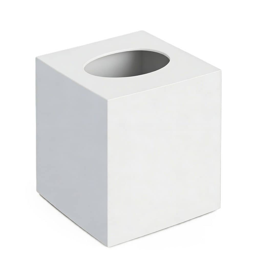 Numhew Square Modern Facial Acrylic Tissue Box Cover in White