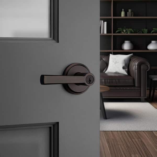 Trafford Venetian Bronze Single Cylinder Keyed Entry Door Handle Handle Featuring SmartKey Security