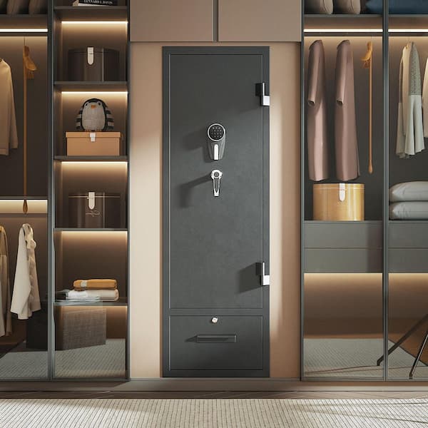 4-Gun Safe Long Gun Cabinet for Rifles and Pistols Quick Access Fireproof Rifle Safe with 2-Ammo Slots 2-Pistol Pockets