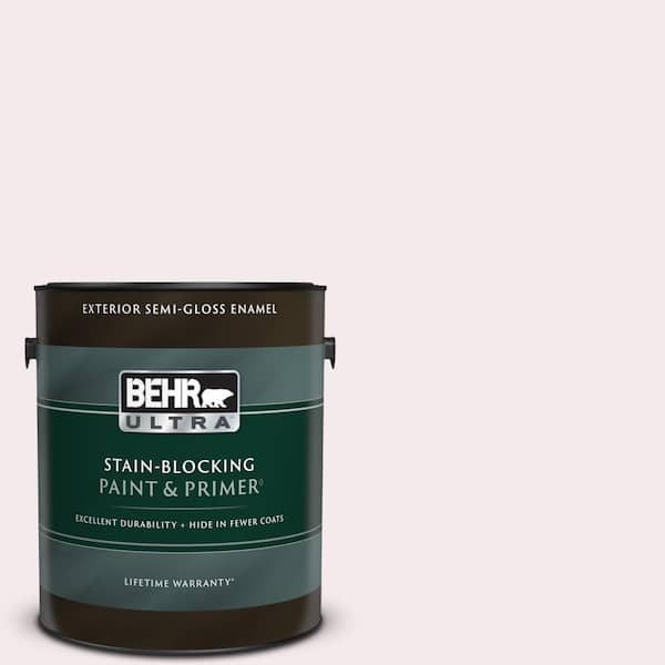BEHR ULTRA 1 gal. #100A-1 Barely Pink Semi-Gloss Enamel Exterior Paint & Primer