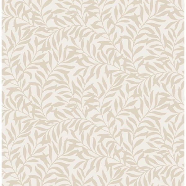 Brewster Home Fashions Salix Beige Leaf Wallpaper Sample