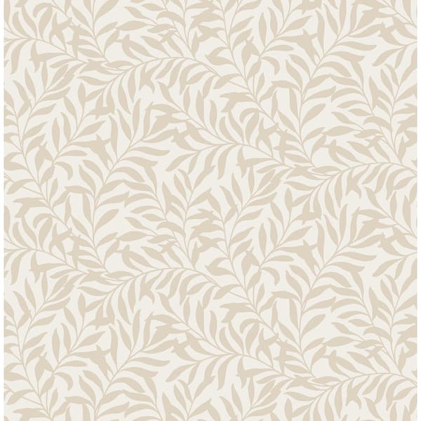 Brewster Home Fashions Salix Beige Leaf Wallpaper Sample M1668SAM - The ...