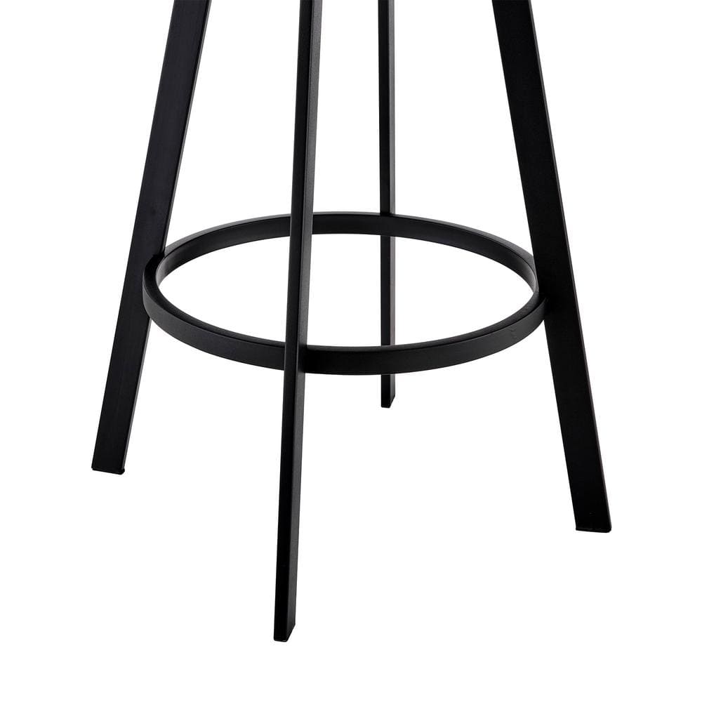 Gray Faux Leather and Matt Black Swivel Bar Stool